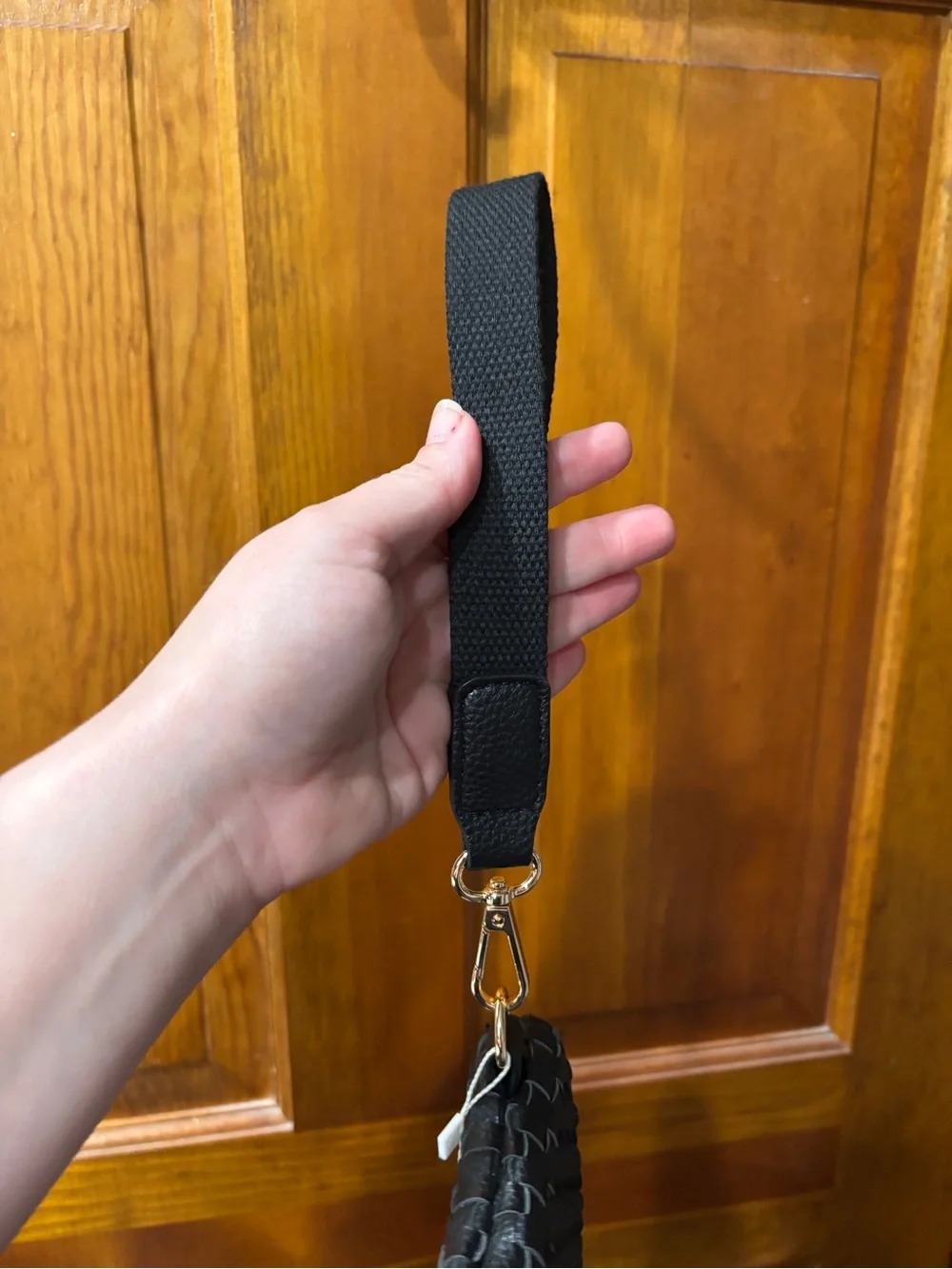 Black Woven Leather Zip Phone Wallet